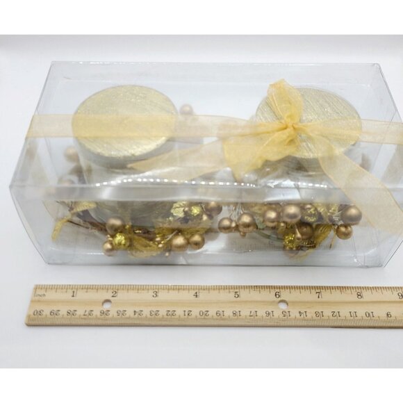 Gold Votive Gift Set Two Candle Centerpiece Accents New In Box - Picture 6 of 6
